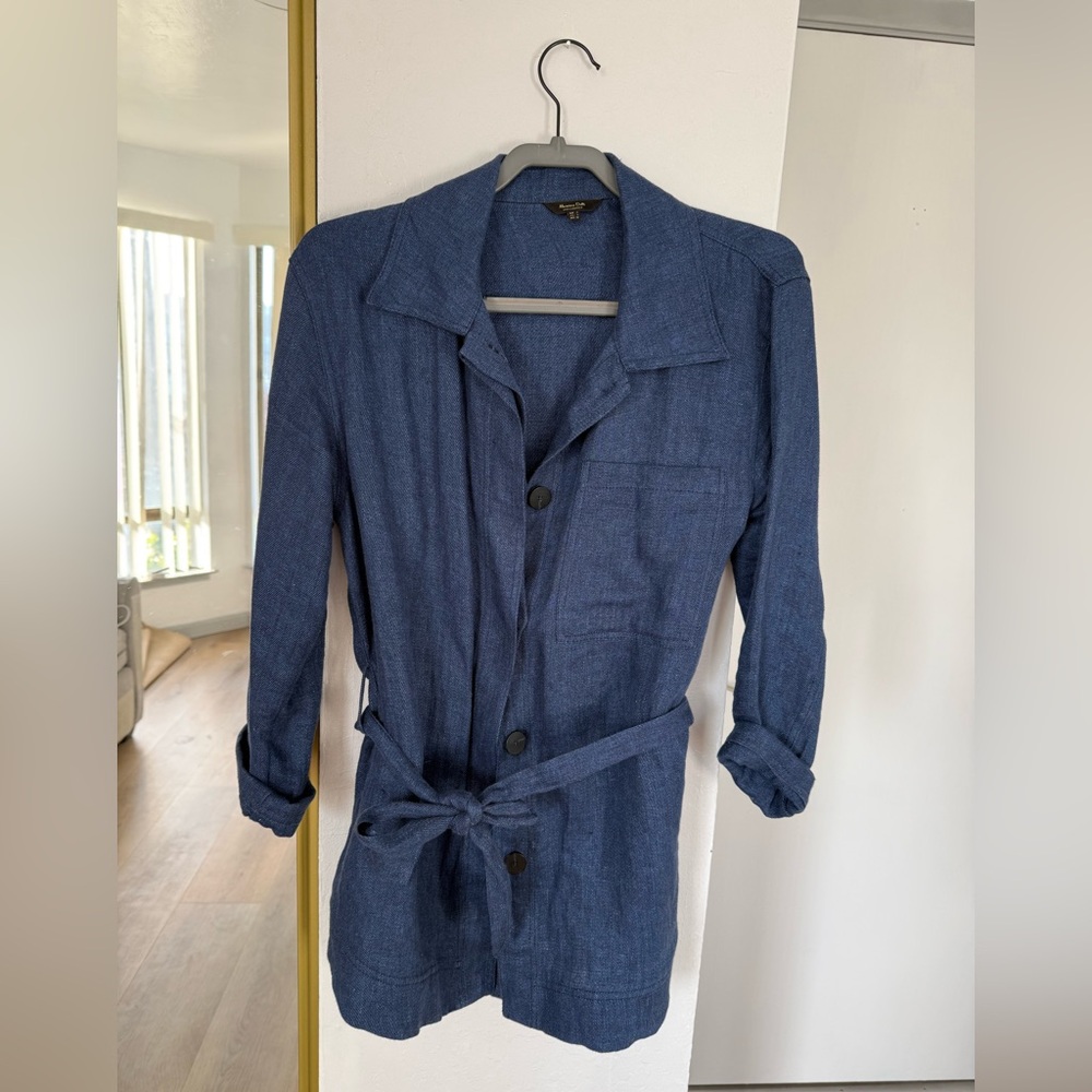 Massimo Dutti Blue Utility Jacket with Belt